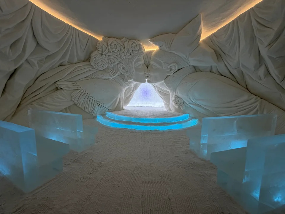 The stunning chapel at Snow Village